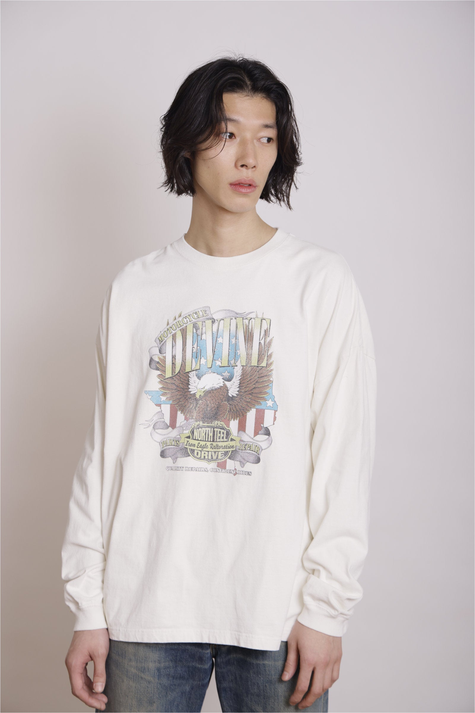 モデル身長:185cm / 着用サイズ:F