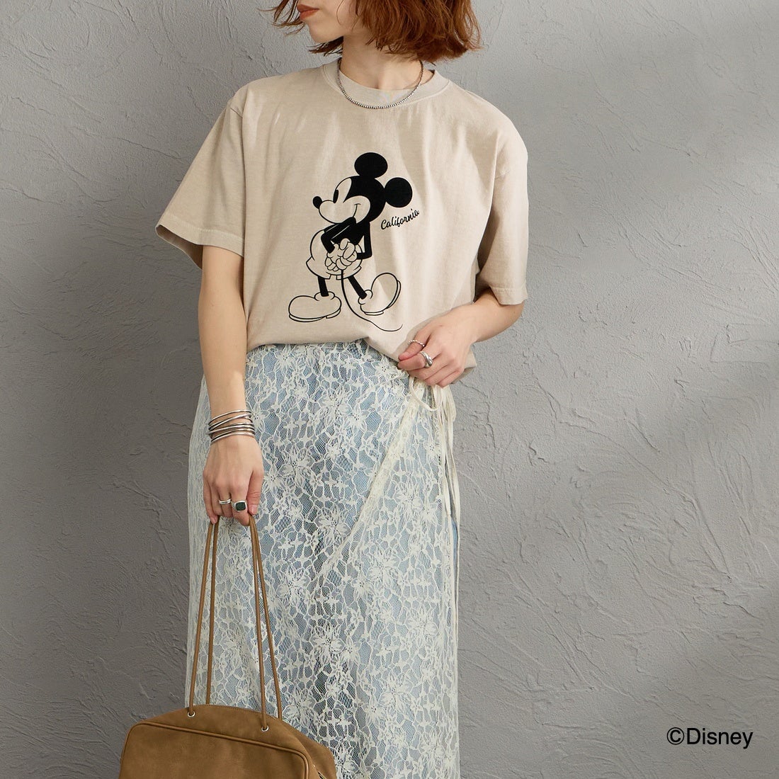 JEANS FACTORY | Mickey Mouse Flocky Print T-Shirt