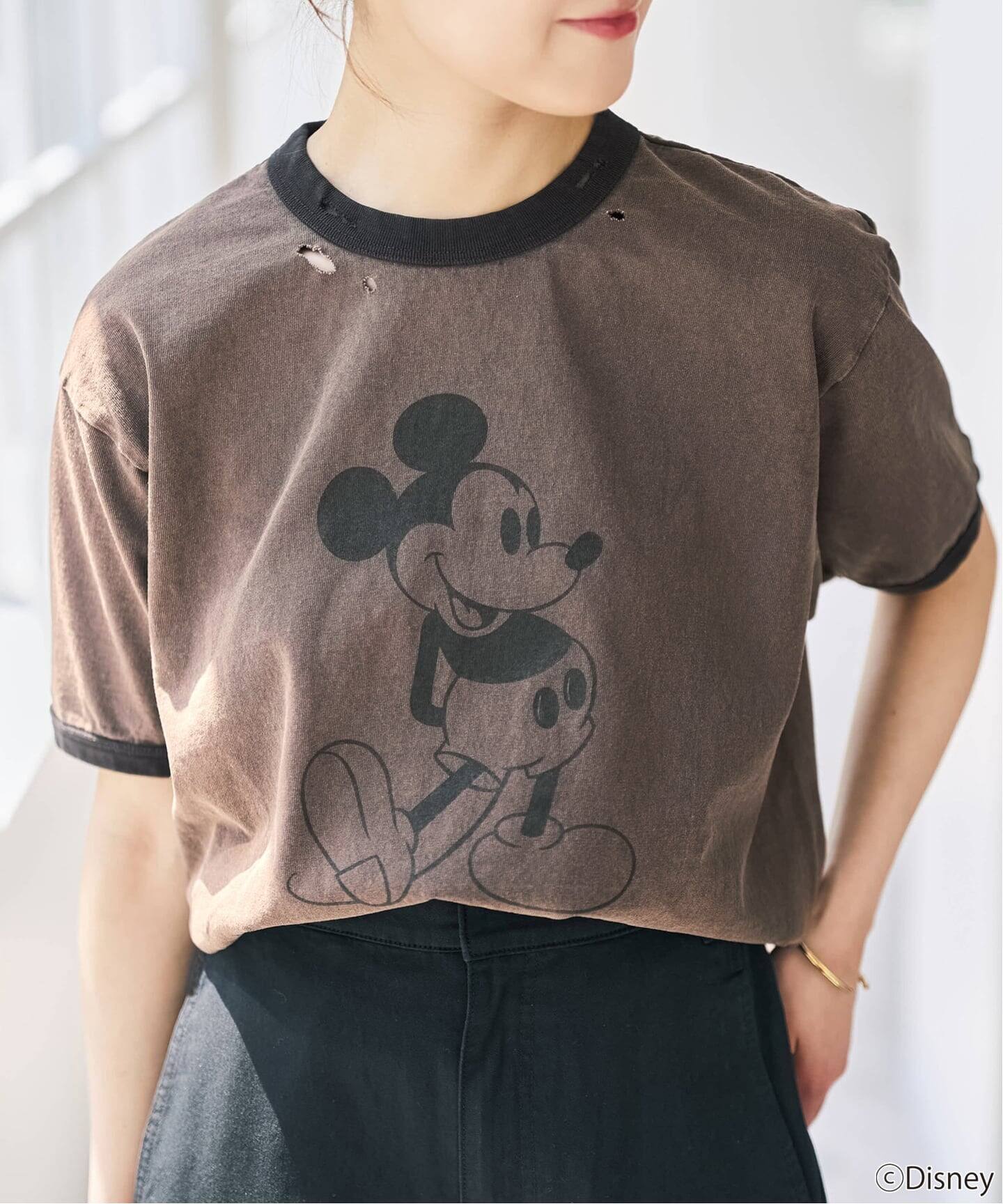 Spick & Span / Mickey / Distressed Ringer T-Shirt